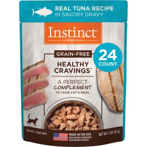 Instinct Healthy Cravings Grain-Free Cuts & Gravy Real Tuna Recipe Wet Cat Food Topper, 3-oz pouch, case of 24