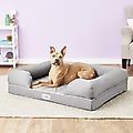 PetFusion Ultimate Lounge Memory Foam Bolster Cat & Dog Bed with Removable Cover, Gray, X-Large