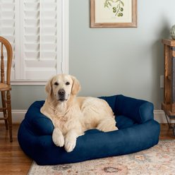 Snoozer Pet Products Luxury Microsuede Overstuffed Dog & Cat Sofa, Blue, Large