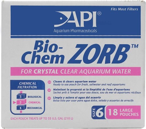 API Bio-Chem Zorb Filter Media Pouch for Crystal Clear Aquarium Water, Size 6, 18 count
