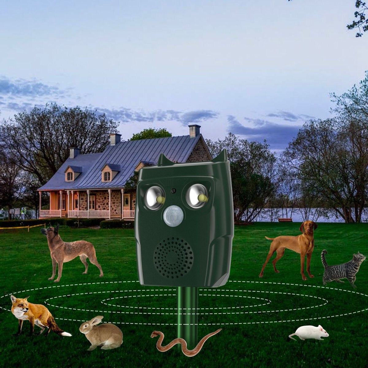 HOISTSPARK Automatic Ultrasonic with Solar Energy & 3 Frequancy Levels Dog Bark Control, Green