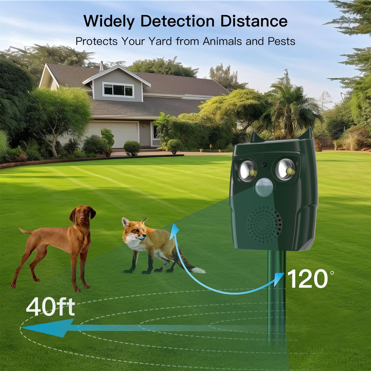 HOISTSPARK Automatic Ultrasonic with Solar Energy & 3 Frequancy Levels Dog Bark Control, Green