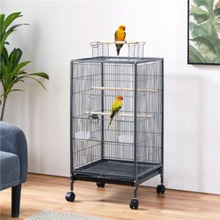 Yaheetech Iron Small Bird Cage, Black, 40-in