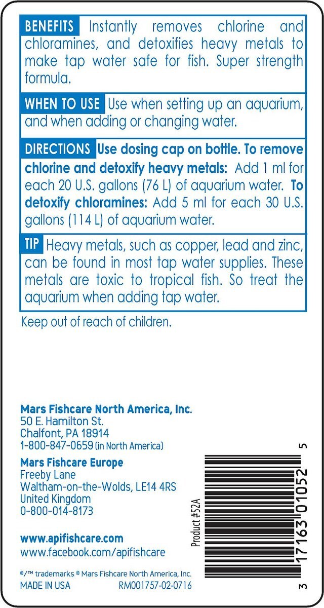 API Tap Water Conditioner, 8oz bottle