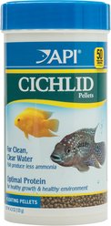 API Large Floating Pellets Cichlid Fish Food, 4.2-oz bottle