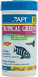 API Tropical Greens Flakes Algae & Plant Eating Fish Food, 2.1-oz bottle