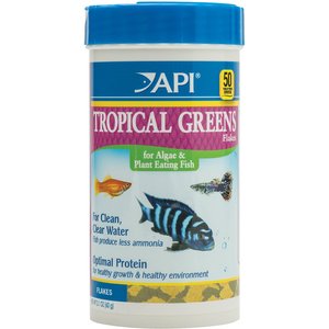 API Tropical Greens Flakes Algae & Plant Eating Fish Food, 2.1-oz bottle