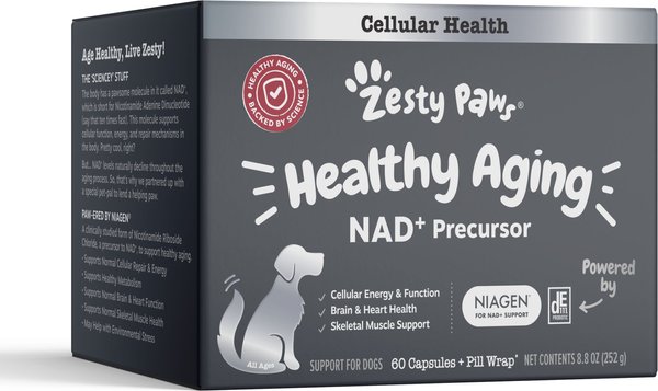 Zesty Paws Healthy Aging NAD+ Precursor Cellular Energy, Brain, & Heart Supplement + Probiotic Pill Wrap for Dogs slide 1 of 10