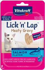 Vitakraft Lick 'n' Lap Meaty Gravy Salmon Lickable Cat Treats, 0.42-oz tube, case of 5