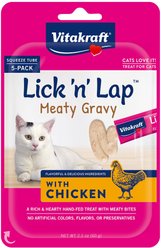 Vitakraft Lick 'n' Lap Meaty Gravy Chicken Lickable Cat Treats, 0.42-oz tube, case of 5