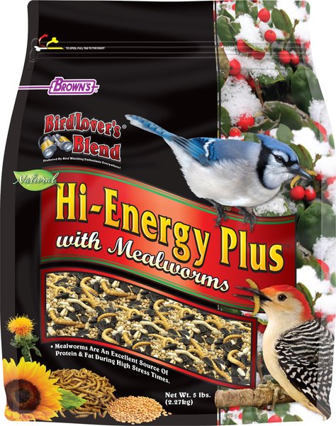 Brown's Bird Lover's Blend Hi-Energy Plus with Mealworms Wild Bird Food, 5-lb bag slide 1 of 6