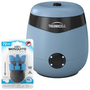 Thermacell E55 Rechargable Mosquito Repeller, Blue + Rechargeable Mosquito Repellent Refills, 36 hours, 2 count
