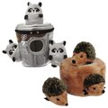Frisco Trash Can & Raccoons Hide & Seek Puzzle Toy, Small/Medium + ZippyPaws Burrow Squeaky Hide & Seek Plush Dog Toy, Hedgehog Den, Puzzle Set