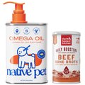 Native Pet Omega 3 Fish Oil To Support Skin & Coat Health Supplement, 8-oz bottle + The Honest Kitchen Daily Boosters Beef Bone Broth with Turmeric for Dogs, 3.6-oz jar
