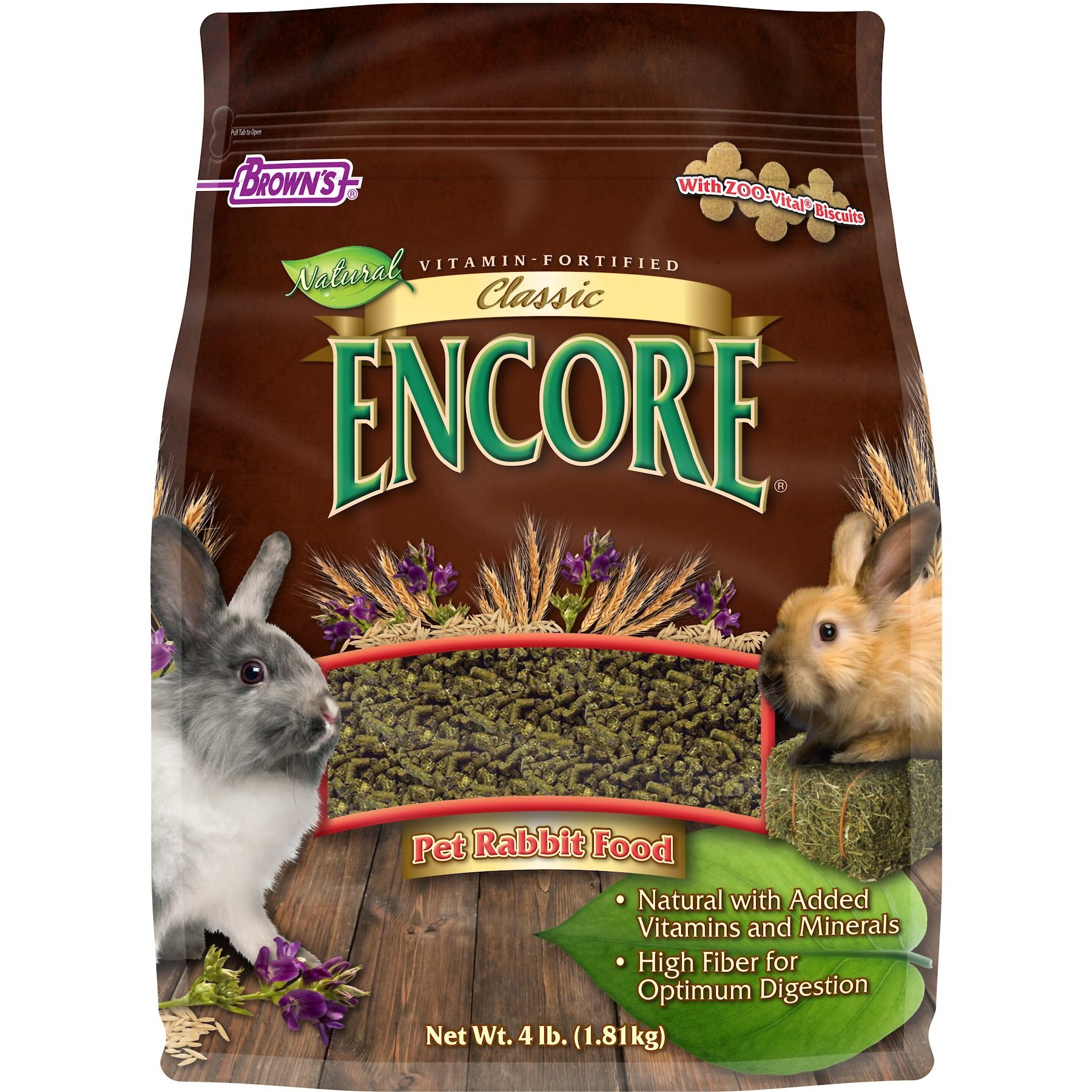 Brown's Encore Classic Natural Rabbit Food, 4-lb bag