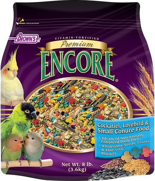 Brown's Encore Premium Cockatiel Food, 8-lb bag slide 1 of 7