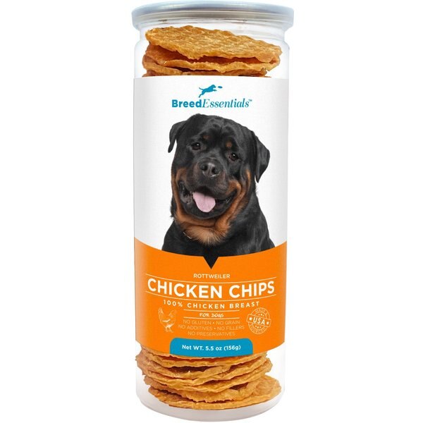 Breed Essentials Rottweiler Chicken Chips Grain-Free Dog Treats, 5.5-oz can