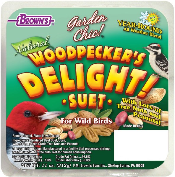 Brown's Garden Chic! Woodpecker's Delight! Suet Wild Bird Food, 11-oz tray slide 1 of 2