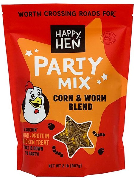Happy Hen Treats Corn & Mealworm Party Mix Poultry Treats, 2-lb bag slide 1 of 5