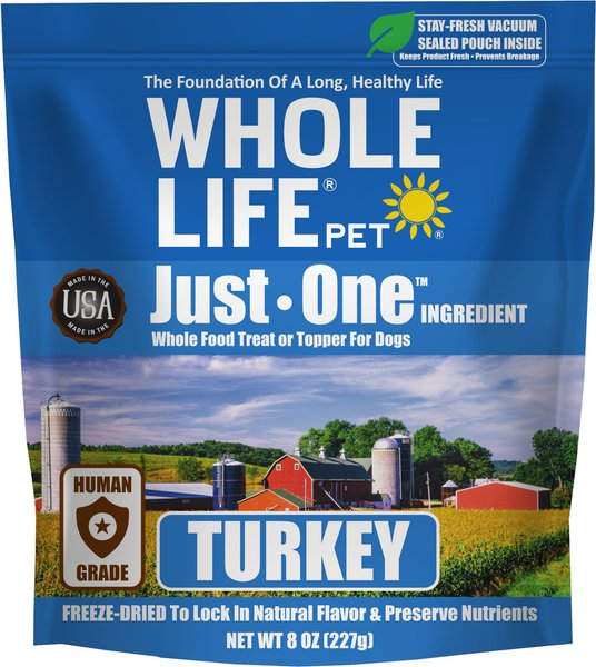 Whole Life Pet Just One Turkey Dog Treat, 2.5-oz bag