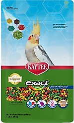 Kaytee Exact Rainbow Cockatiel Bird Food, 3-lb bag