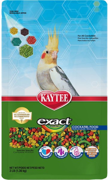 KAYTEE Exact Rainbow Cockatiel Bird Food 3 lb bag Chewy