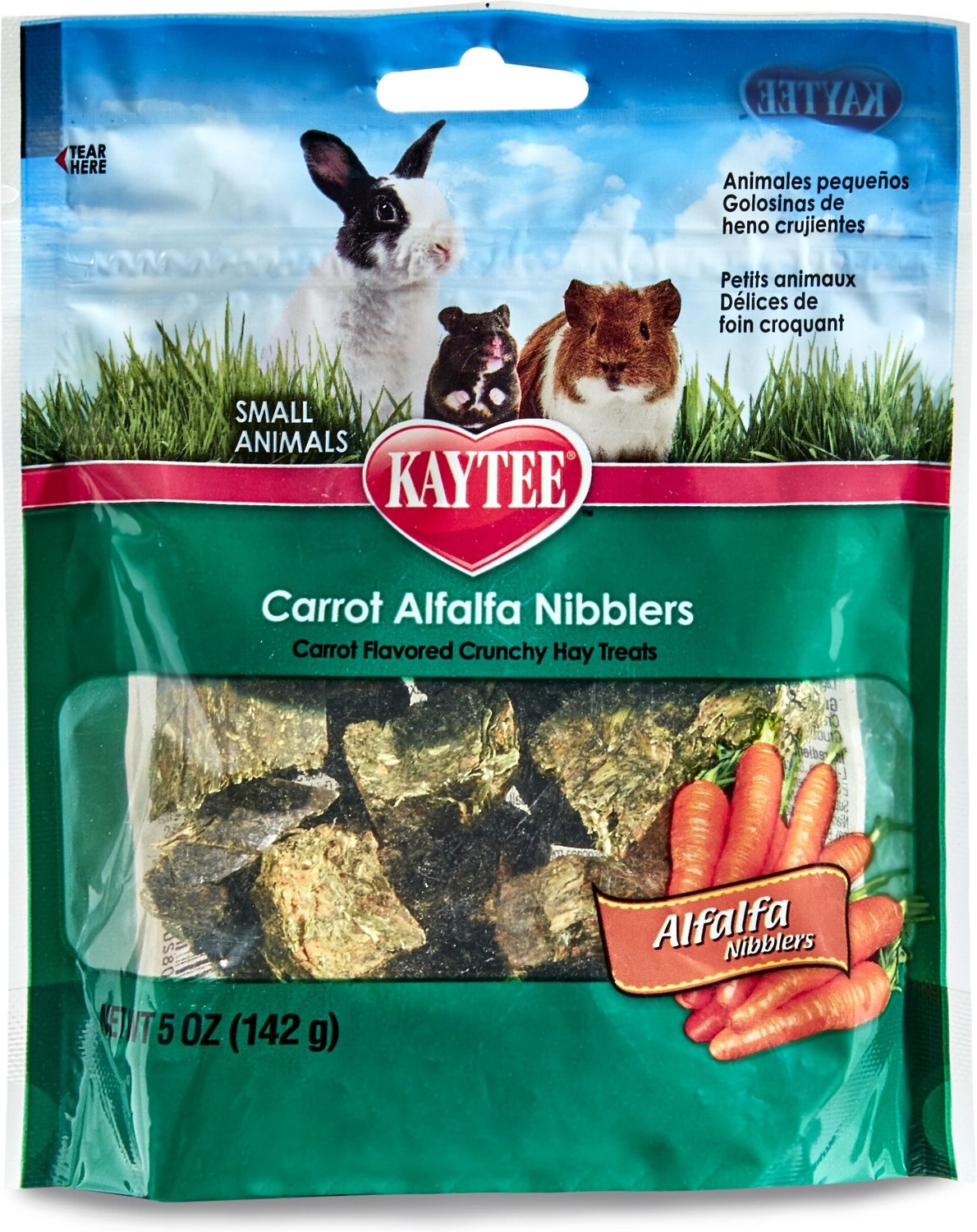 KAYTEE Carrot Alfalfa Nibblers Small Animal Treats, 5-oz bag 