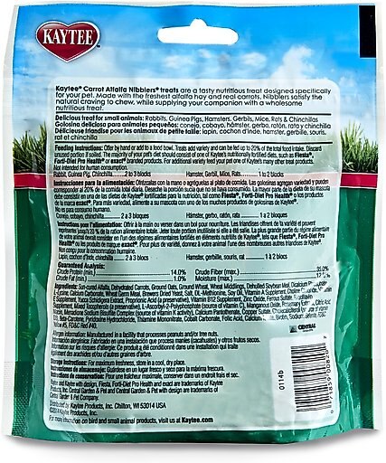Kaytee Carrot Alfalfa Nibblers Small Animal Treats, 5-oz bag