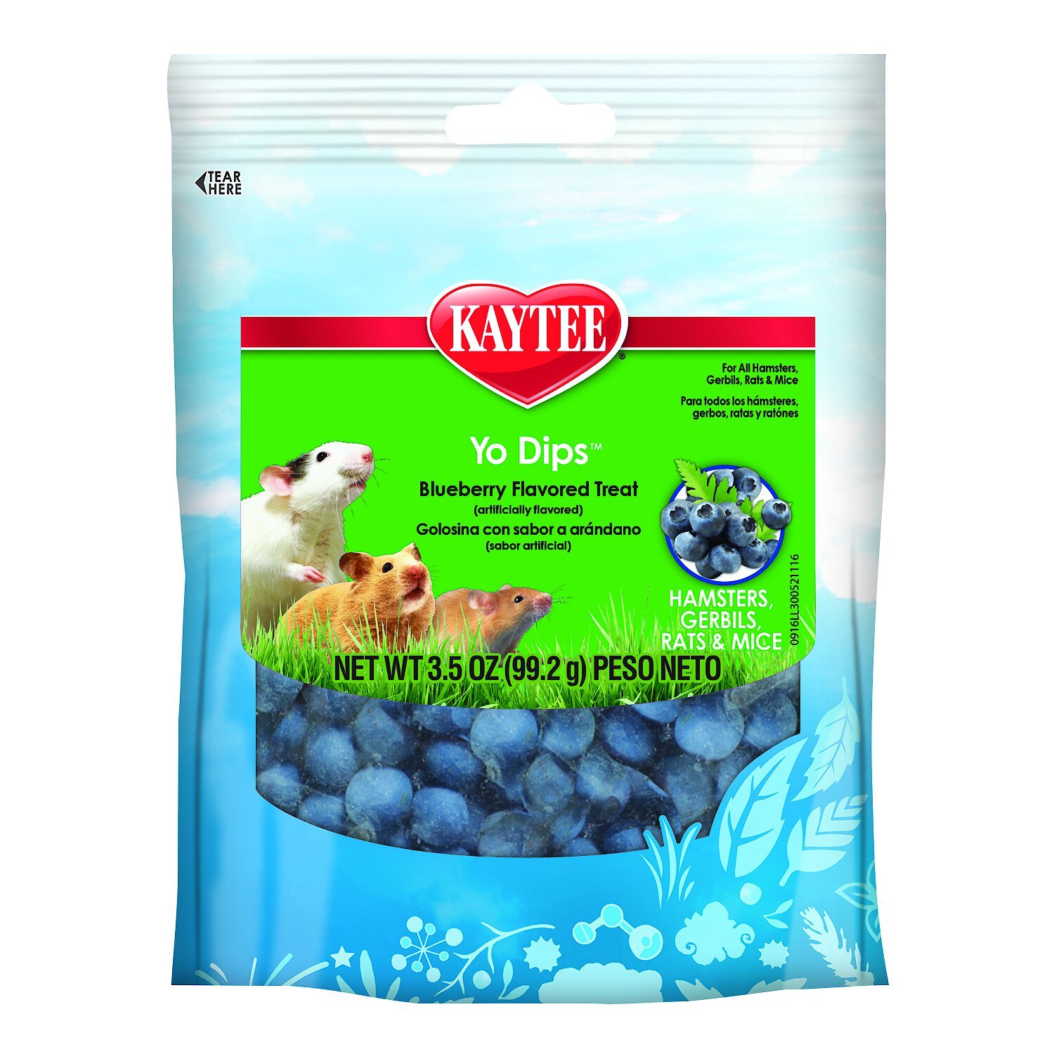 Kaytee Fiesta Blueberry Flavored Yogurt Dipped Hamster, Gerbil, Rat & Mouse Treats