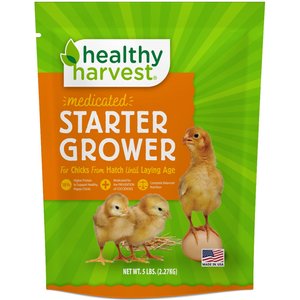 Healthy Harvest 18% Medicated Chick Starter Grower Crumbles Farm Feed, 5-lb bag