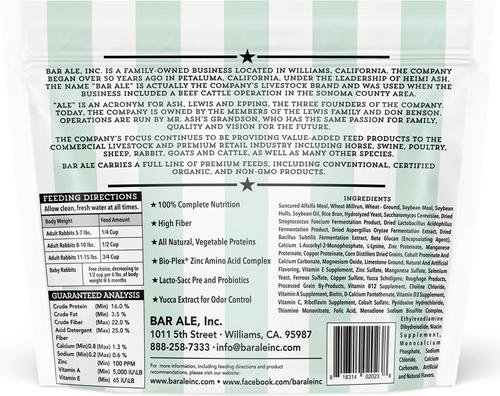 Show full view: Bar ALE 16% Protein Mini-Pellet Rabbit Food, 10-lb bag slide 2 of 3