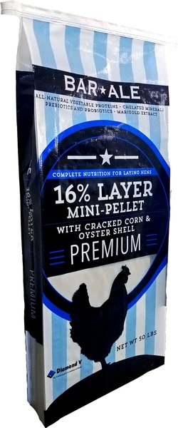 Show full view: Bar ALE 16% Protein Layer Mini-Pellet with Cracked Corn & Oyster Shell Chicken Feed, 50-lb bag slide 1 of 6
