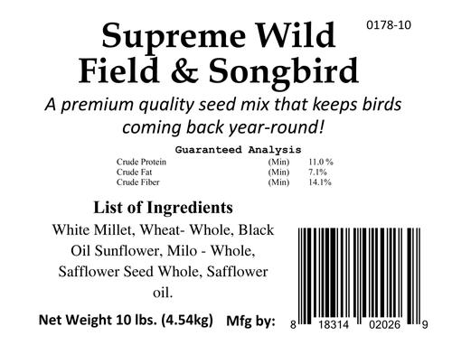Show full view: Bar ALE Non-GMO Supreme Wild Field & Song Bird Food, 10-lb bag slide 4 of 5