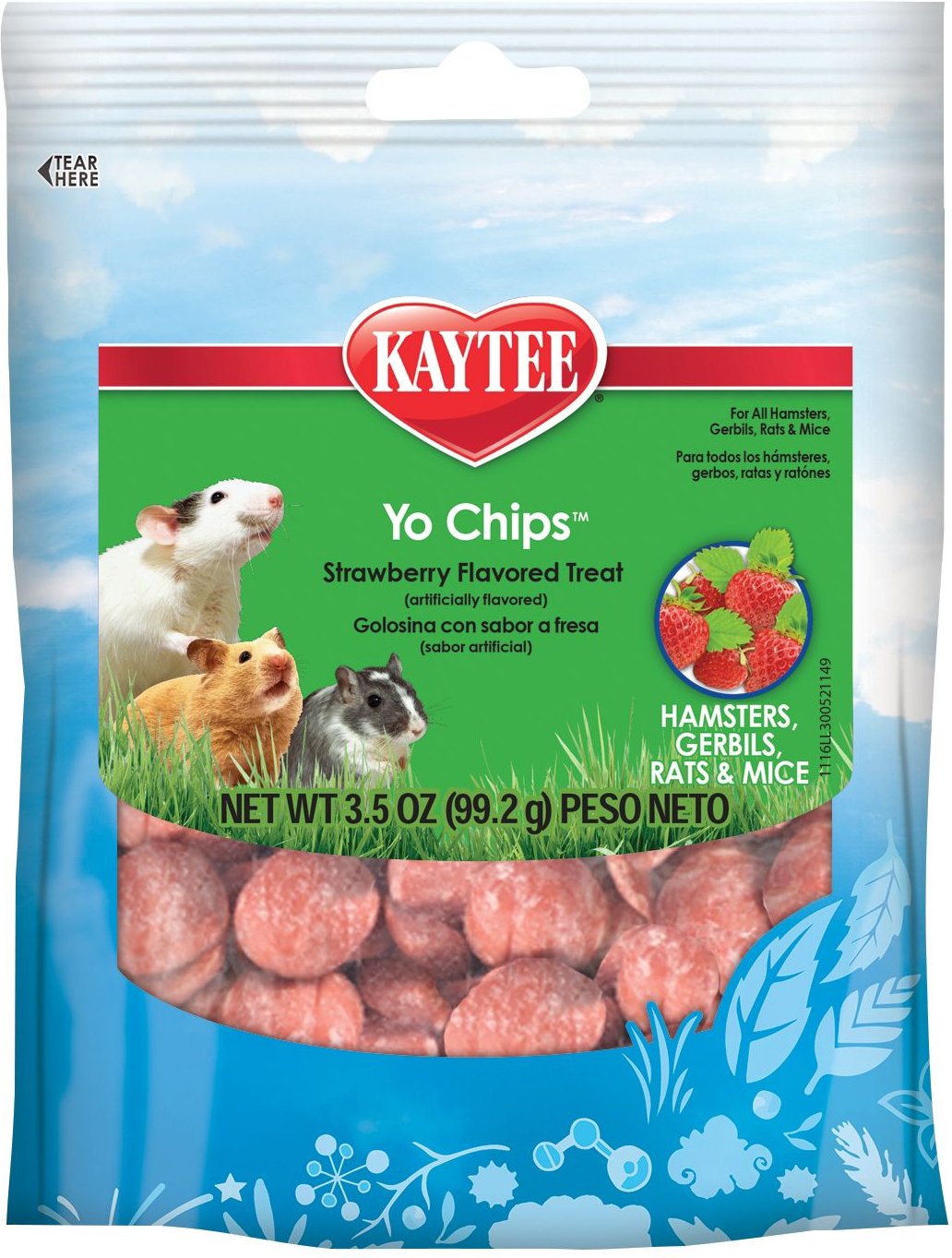 KAYTEE Fiesta Strawberry Flavored Yogurt Chips Small Animal Treats, 3.5