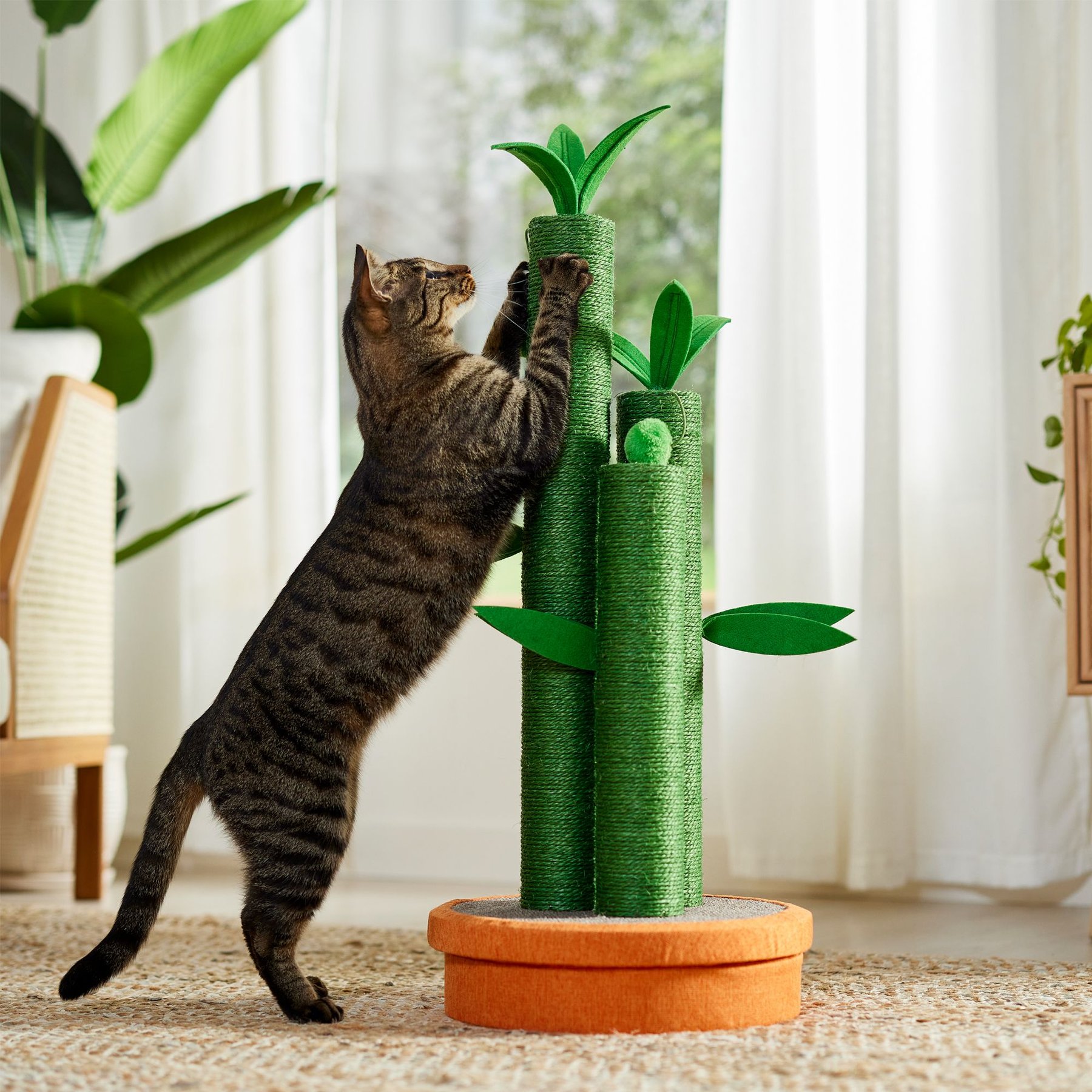 FRISCO Lucky Bamboo 35.5" Cat Scratching Posts with Toys