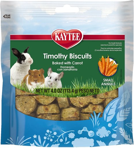 Kaytee Baked Carrot Timothy Biscuit Small Animal Treats, 4-oz bag