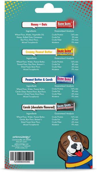Petknowledgy by Spunky Pup Bark Bars Variety Pack Dog Treat, 6-oz bag