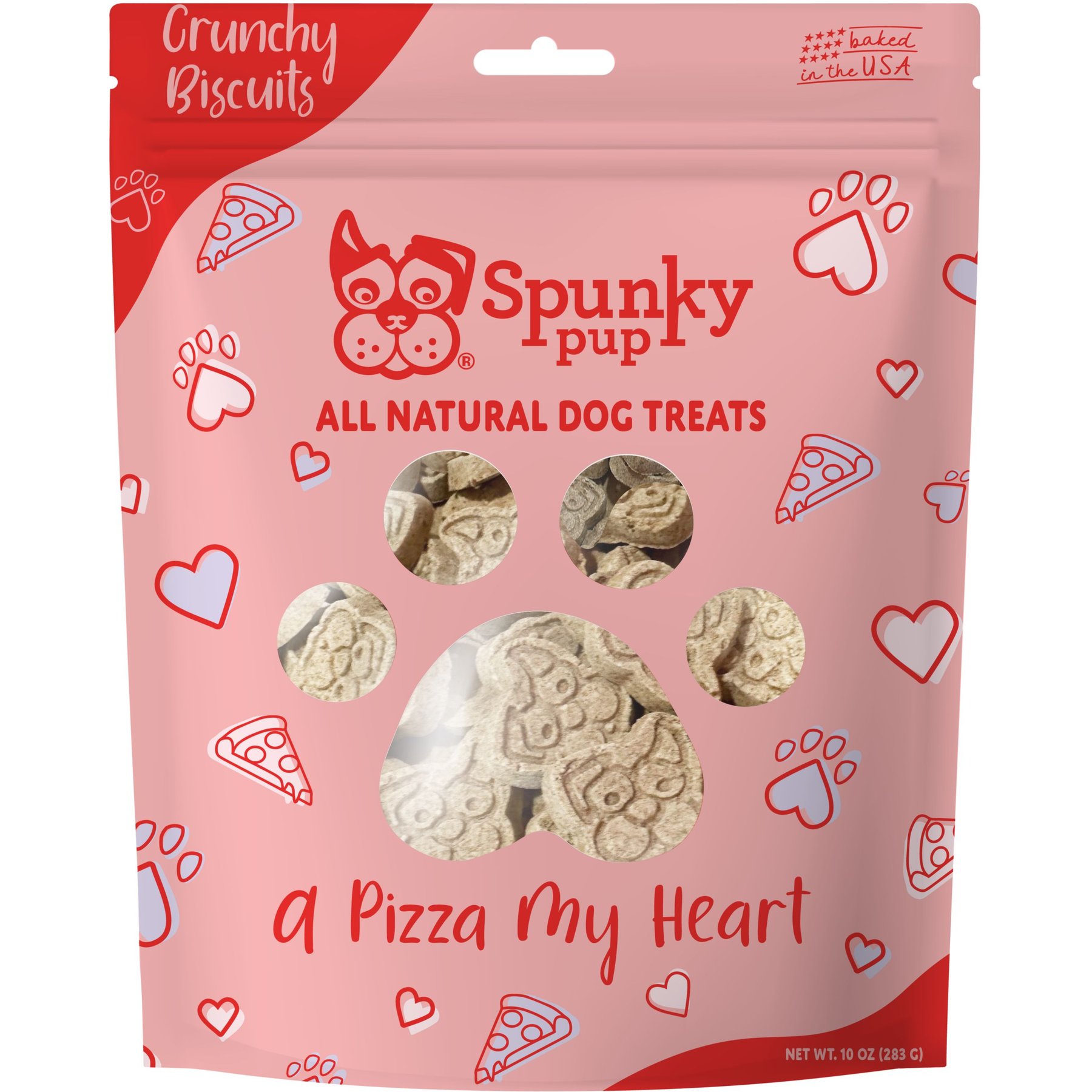 Spunky Pup Valentines Biscuits A Pizza My Heart Dog Treat, 10-oz bag