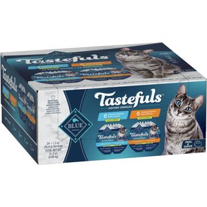 Blue Buffalo Tastefuls Savory Singles Chicken & Turkey Entree Variety Pack Cuts in Gravy Wet Cat Food, 2.6-oz twin pack, case of 12