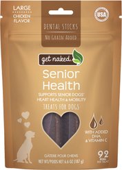 Get Naked Senior Health Dental Sticks Chicken Flavor Grain-Free Large Dog Treats, 6.6-oz bag