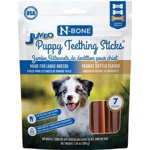 N-Bone Jumbo Puppy Teething Sticks Peanut Butter Flavor Dog Treats, 7 count 