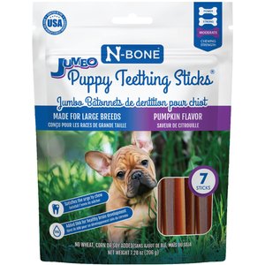 N-Bone Jumbo Puppy Teething Sticks Pumpkin Flavor Dog Treats, 7 count