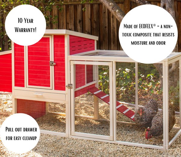 New Age Pet Elevated ECOFLEX Sonoma Chicken Coop & Pen, 1 to 3 Chicken Capacity, Red