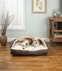 Snoozer Pet Products Luxury Microsuede Cozy Cave Rectangle Dog & Cat Bed, Brown, Large