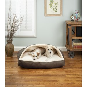 Snoozer Pet Products Luxury Microsuede Cozy Cave Rectangle Dog & Cat Bed, Brown, Large
