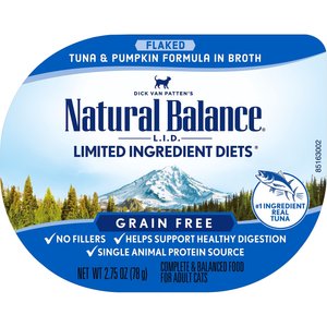 Natural Balance L.I.D. Limited Ingredient Diets Tuna & Pumpkin Formula Flaked Grain-Free Wet Cat Food, 2.75-oz, case of 24