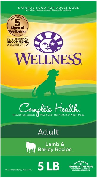 Wellness Complete Health Adult Lamb & Barley Recipe Dry Dog Food, 5-lb bag slide 1 of 8