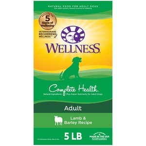 Wellness Complete Health Adult Lamb & Barley Recipe Natural Dry Dog Food, 5-lb bag
