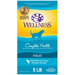 Wellness Complete Health Adult Whitefish & Sweet Potato Recipe Dry Dog Food, 5-lb bag