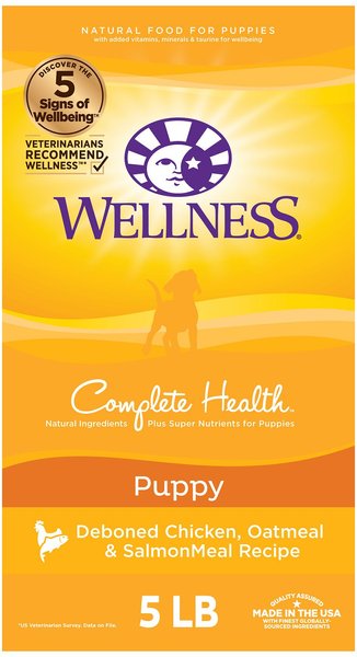 Wellness Complete Health Puppy Deboned Chicken, Oatmeal & Salmon Meal Recipe Dry Dog Food, 5-lb bag slide 1 of 8